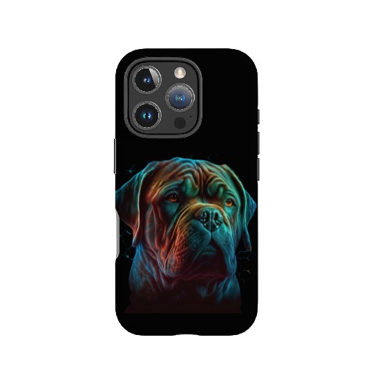 AI-Generated Dogue de Bordeaux Neon Art IPhone Cases