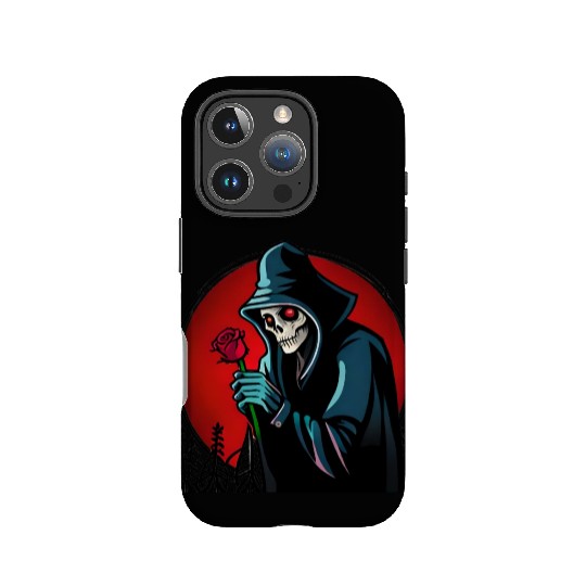 Symbolic Contrast A Grim Reaper Embracing a Rose IPhone Cases