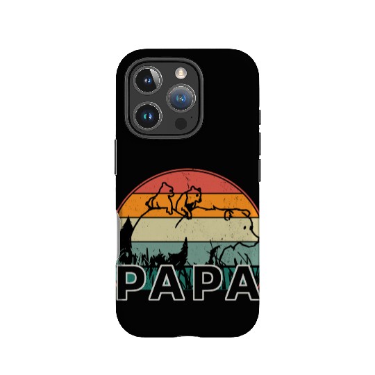 Papa Bear With Cubs Retro Grizzly Bear Forest Tree IPhone Cases