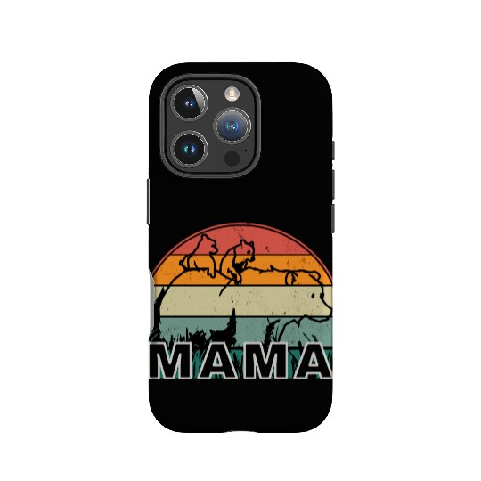 Mama Bear grizzly Retro With Cubs distressed print IPhone Cases