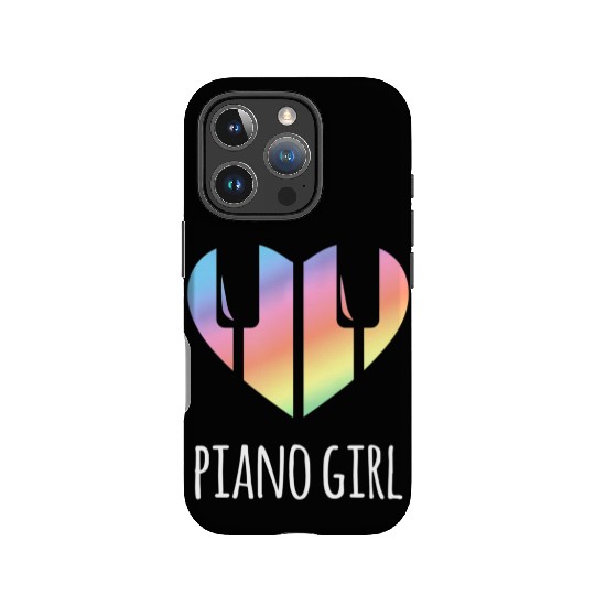Piano Girl with Rainbow Heart IPhone Cases