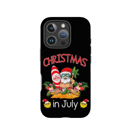 Christmas In July Funny Santa Surfing Summer IPhone Cases
