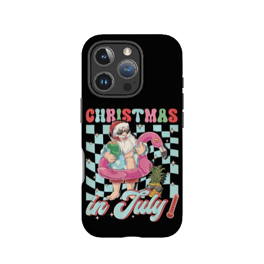 Christmas In July Groovy Santa Flamingo Float IPhone Cases