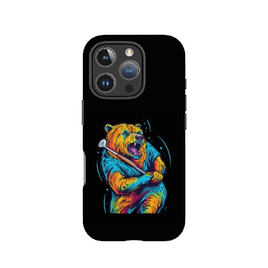 Golfer Grizzly Bear Golf Club Golfing Golf Player IPhone Cases
