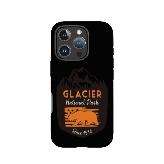 Glacier National Park Us Flag Grizzly Bear IPhone Cases