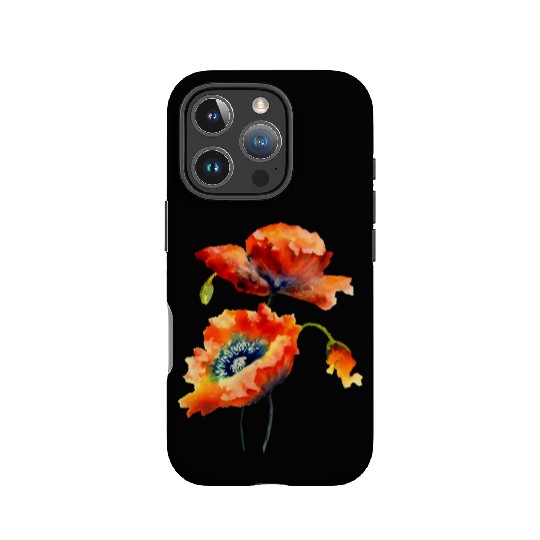 RED POPPIES IPhone Cases, WATERCOLOR RED POPPIES TOP