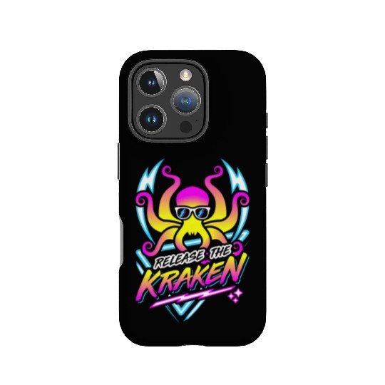 Release The Kraken Retro Neon Synthwave 80s 90s IPhone Cases