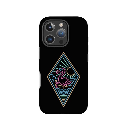 Neon Flamingo Monoline IPhone Cases