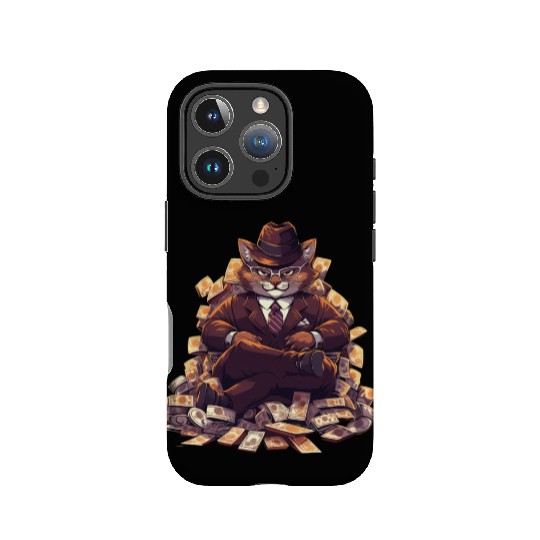 Gangster Cat Dressed In A Stylish Suit And Cash IPhone Cases