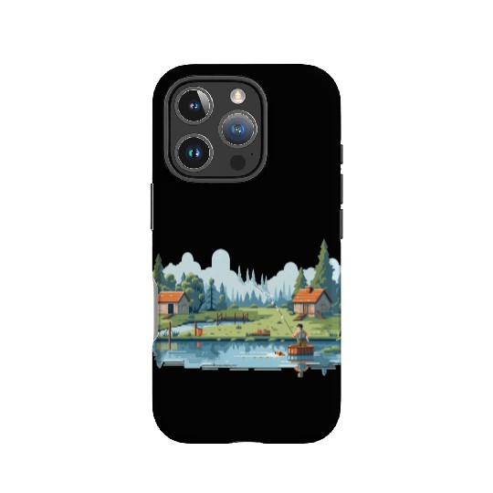 Fisherman Nature 8-bit style IPhone Cases