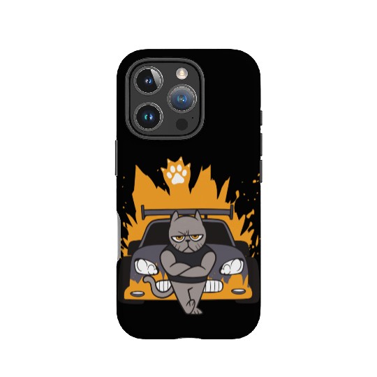 Muscle Cat On Car IPhone Cases