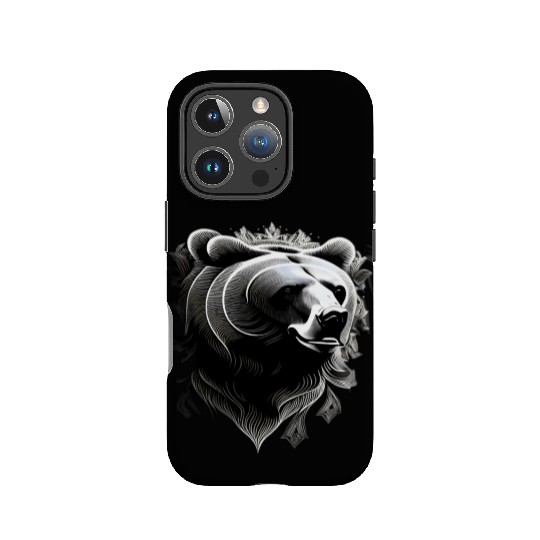 Dark muzzle black and white IPhone Cases Russian Ornam.