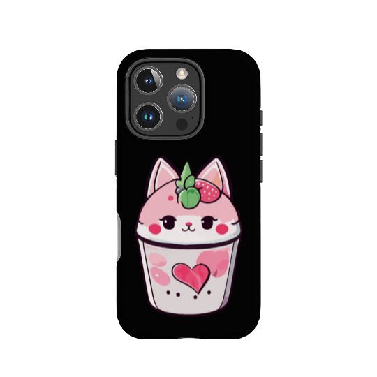 Cat Strawberry Milk Shake Kawaii IPhone Cases