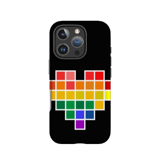 Rainbow Pixel heart IPhone Cases