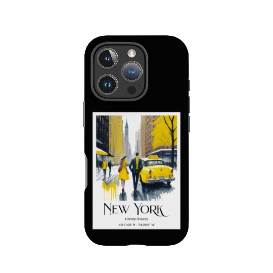 Watercolor painting loving couple in New York City IPhone Cases