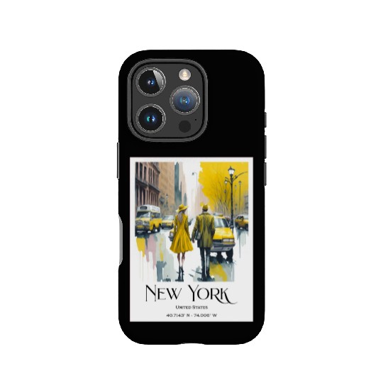 Watercolor painting loving couple in New York City IPhone Cases