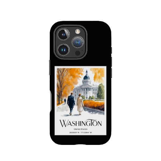 Watercolor painting loving couple in Washington DC IPhone Cases