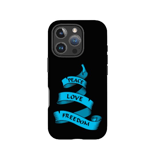 Peace love freedom blue IPhone Cases