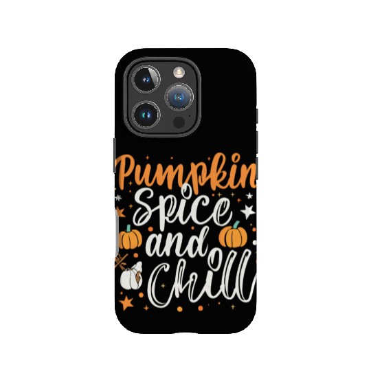 Pumpkin spice and chill halloween gift IPhone Cases