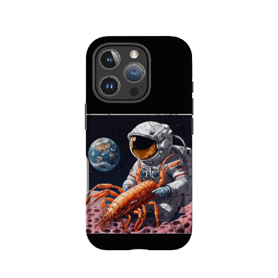 Astronaut in space with shrimp IPhone Cases