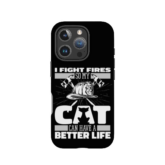 Firefighter Thin Red Line Cat IPhone Cases