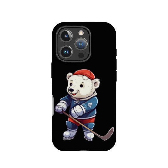 Polar bear hockey player IPhone Cases
