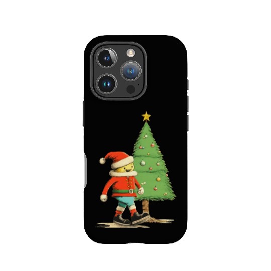 Santa near Christmas tree IPhone Cases