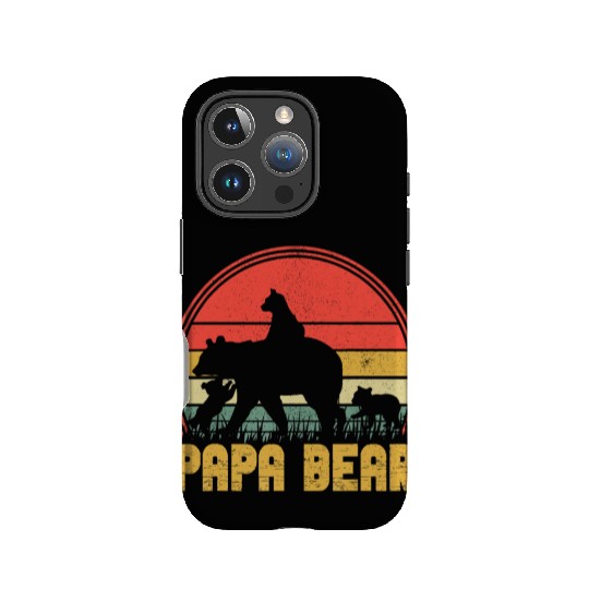 Funny Papa Bear Of Cub 3 Kids Fathers Day Grandpa IPhone Cases