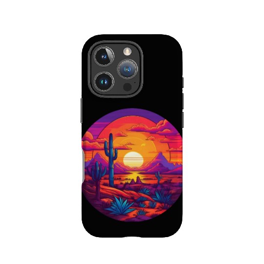 Circular Hazy Desert Mountain Sunrise IPhone Cases