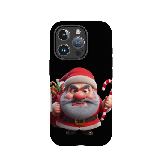 Crazy Santa with Candy Canes IPhone Cases