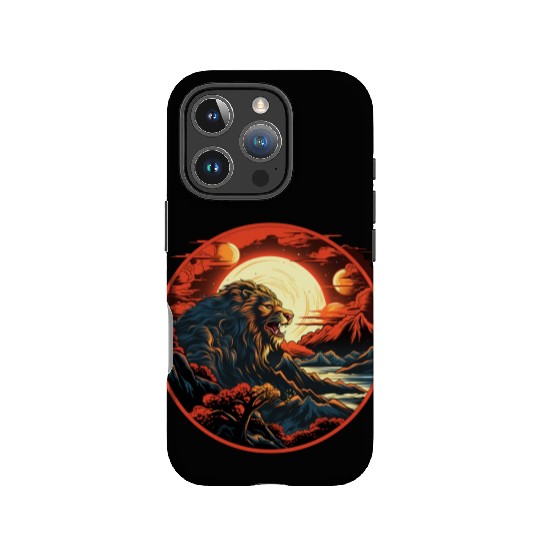 Red Japanese Style Mountain Lion Art IPhone Cases