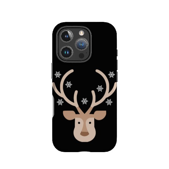 Reindeer Head With Snowflakes IPhone Cases