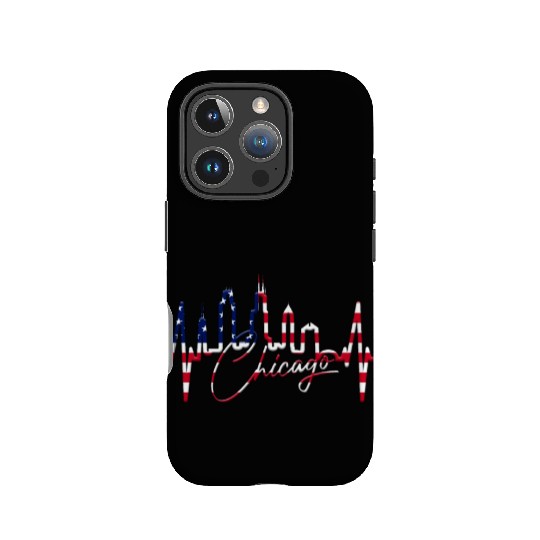 Chicago Skyline Heartbeat USA Heart I Love Chicago IPhone Cases
