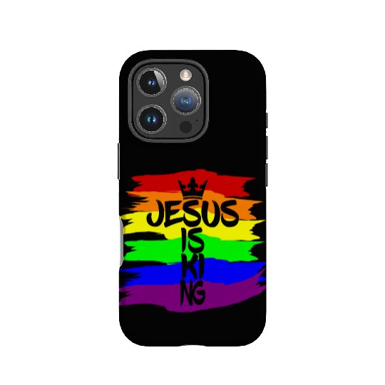Queer Jesus is King Cross Crown Rainbow Colors IPhone Cases