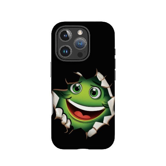 Cute Happy Green Monster Peeking Out Of a Hole IPhone Cases