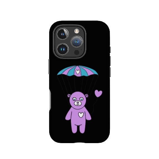 Cheerful Purple Teddy bear with a Heart Balloon IPhone Cases