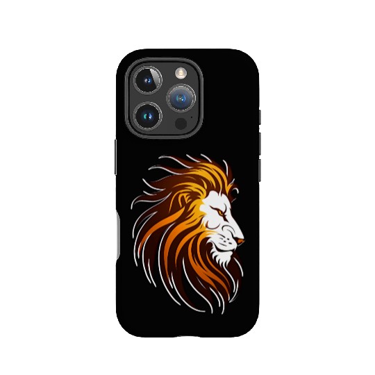 the lion in orange in the style of dark amber IPhone Cases