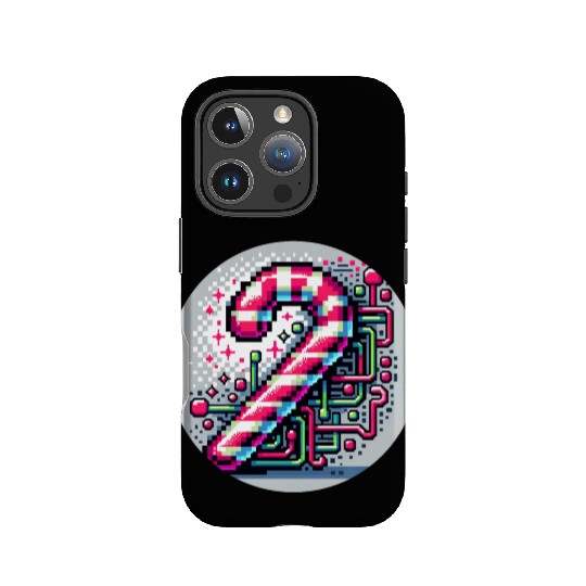 Neon Cyberpunk Candy Cane 8-Bit Pixel Christmas IPhone Cases