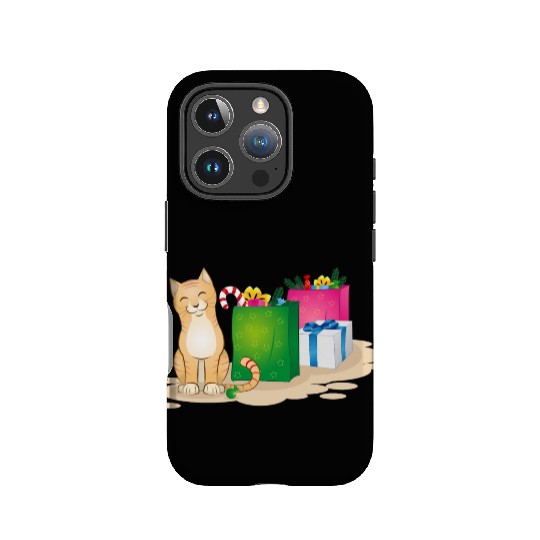 cute cat with christmas gifts IPhone Cases