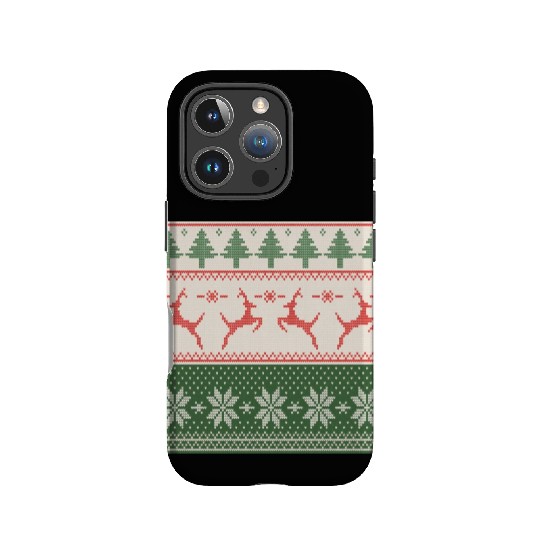 Sage Green Ugly Sweater Christmas Flying Reindeer IPhone Cases