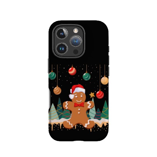 Gingerbread Man Cookie Snowy Christmas Ornaments IPhone Cases