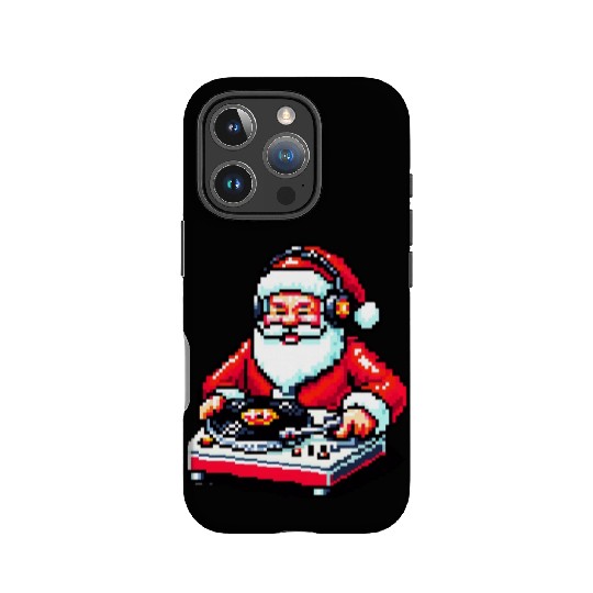 Retro 8-Bit DJ Santa: A Festive Musical Spin IPhone Cases
