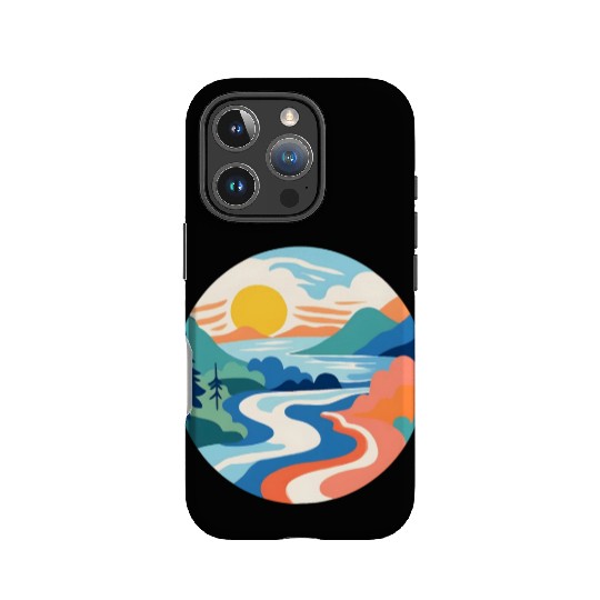Modern Landscape River Design IPhone Cases
