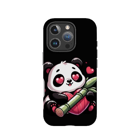 Panda Heart Eye Patches Valentine's Day Bamboo IPhone Cases