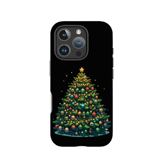 Festive Glow: Vibrant Christmas Tree Illustration IPhone Cases