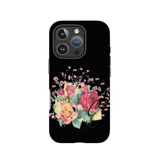 Letter E Monogram Floral Roses Heart IPhone Cases