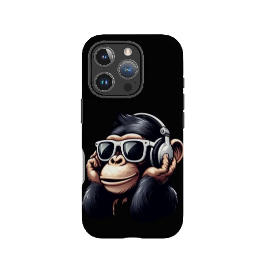 Chimpanzee with sunglasses and headphones IPhone Cases