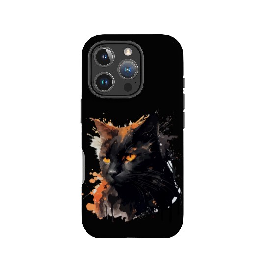 Black Cat Watercolor Mystery Gaze IPhone Cases