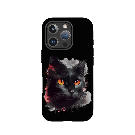 Black Cat Japanese Watercolor Mystery Gaze IPhone Cases