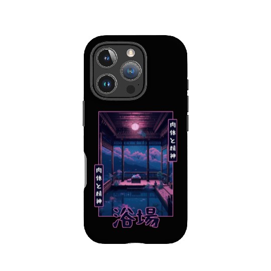 Japanese Vaporwave Bathhouse Sauna Retro Nostalgia IPhone Cases